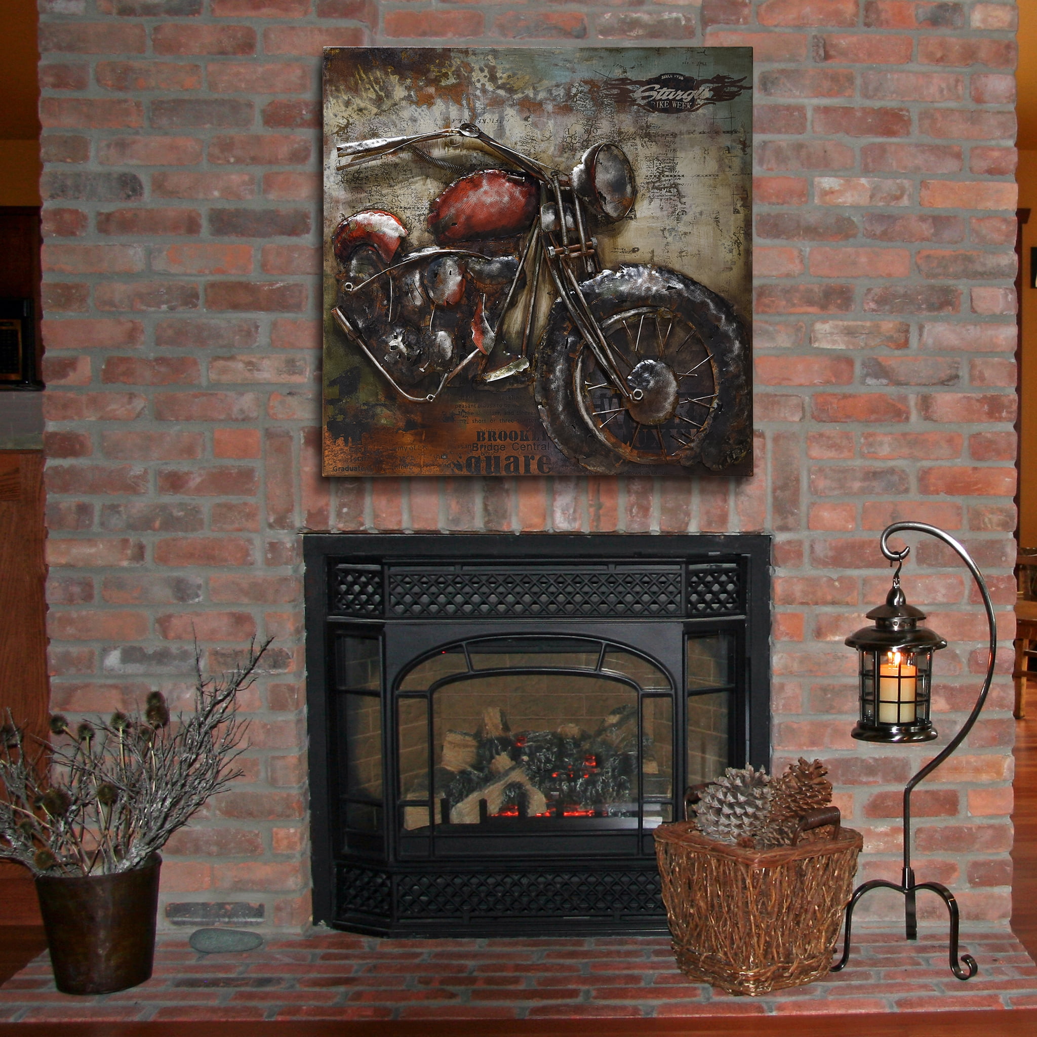 Empire Art Direct  Primo Mixed Media Hand Painted Iron Wall Sculpture - Motorcycle 2