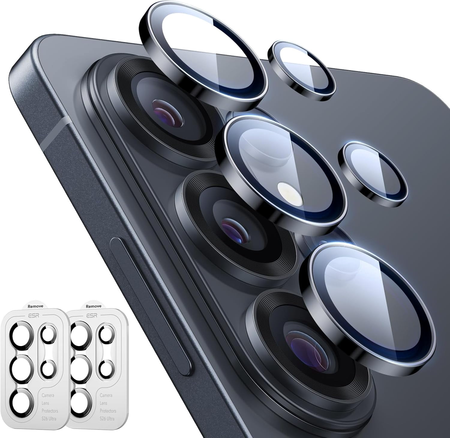 MHAWBL-for Samsung Galaxy S26 Ultra Camera Lens Protector, Individual Lens Protectors, Ultra-Thin Tempered Glass with Aluminum Edging, Case Friendly, 2 Set, Black