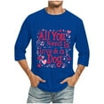 thumbnail image 2 of Jinhomg Big and Tall Tee Top for Men Trendy Valentines Letter Print T-Shirts Lightweight Comfy 3/4 Sleeve Crew Neck Holiday Tees 2025 Gifts Seasonal Sale Blue M, 2 of 5