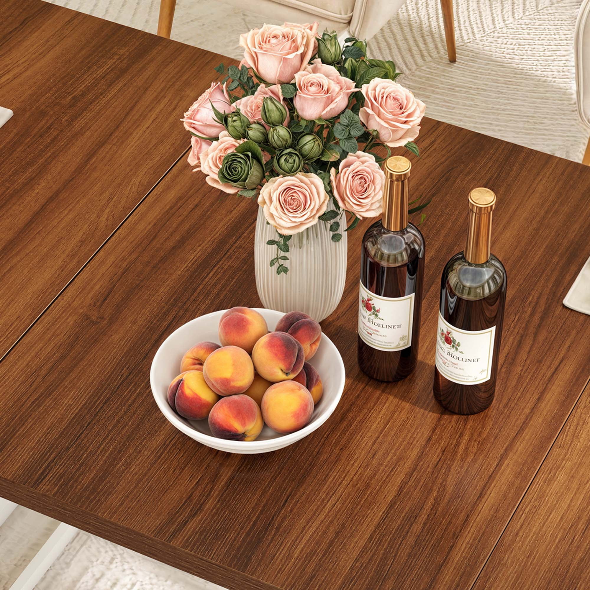 Dextrus 70" Wood Dinner Table for 6-8 Person, Rectangular Kitchen Table with Metal Leg for Gathering, Meeting, Office Kitchen, Dining Living Room, Walnut