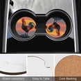 thumbnail image 5 of Rooster Sunrise Car Coasters for Drinks with A Finger Notch for Easy Removal Cup Holder Coaster Cup Mat Car Interior Accessories 2PCS, 5 of 8