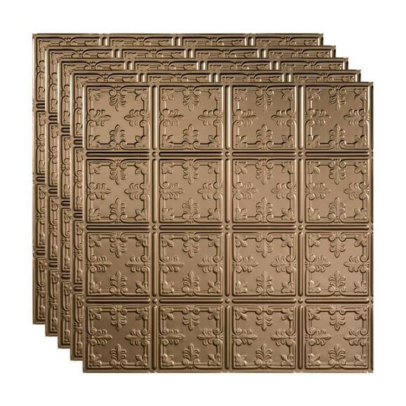 FASÄDE Traditional 10 Decorative Vinyl 2ft x 2ft Lay in Ceiling Panel in Argent Bronze (5 Pack)