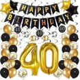 thumbnail image 1 of 40th Birthday Decorations For Men Women, Black And Gold Party Decorations Kit - Happy Birthday Banner Black And Gold Balloons Confetti Balloons Swirls, 1 of 5