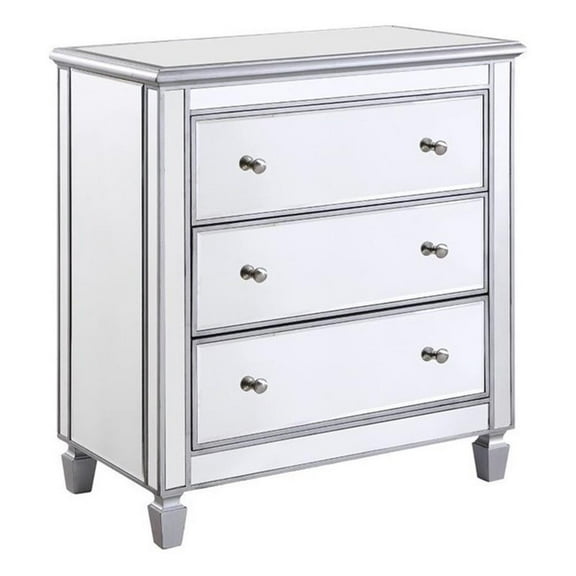 Beaumont Lane Modern 3-Drawer Solid Wood/MDF Chest in Silver
