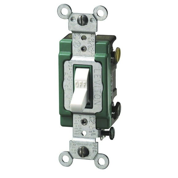 Interruptor de palanca Leviton 3032-2W 30A 120/277 V de doble polo