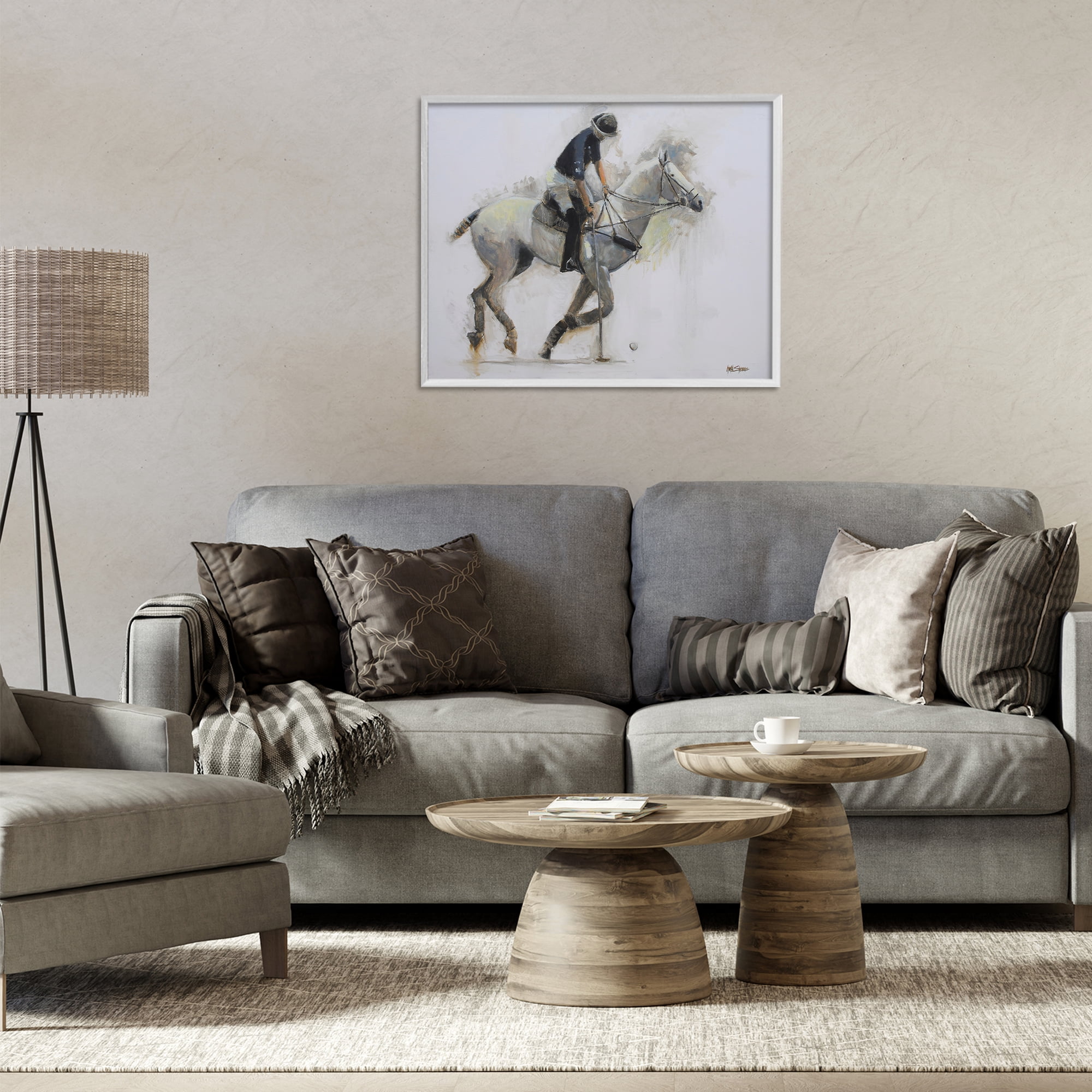 Stupell Industries Polo Rider in Motion White Framed Giclee Art, design by Jadei Graphics
