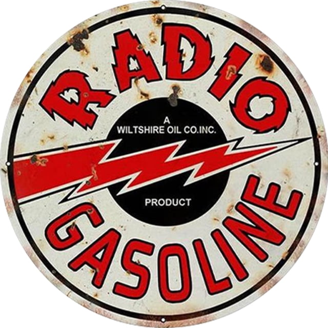 Placa Metal Vintage Radio Gasolina Pintura Redonda Hierro Arte Pared Del 30x30cm