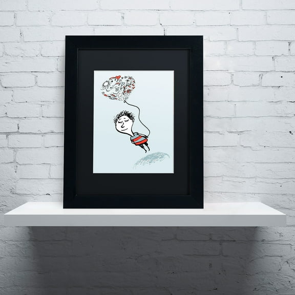 Trademark Fine Art "Love Balloon" Canvas Art by Carla Martell, Black Matte, Black Frame