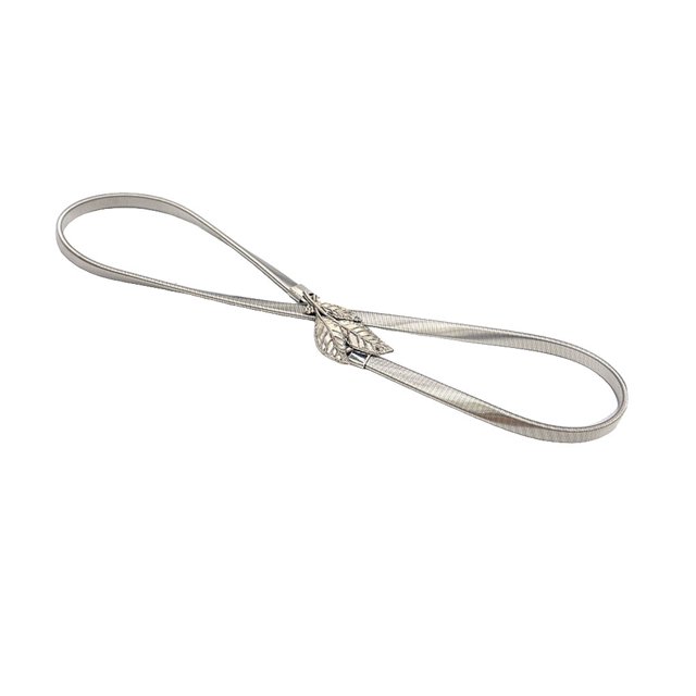 Jumpingount Envoltura de cintura ajustable Elástico Metal Multicolor Ropa delicada Cinturones de San Valentín para vestidos de mujer Cinturones plata Jumpingount AP008765-02