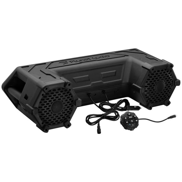 Planet Audio PATV65 ATV UTV Speaker System - 6.5 Inch Full Range Speakers, 1.5 Inch Tweeters, IPX5 Weatherproof, Bluetooth Audio, Built-in Amplifier, Built-in LED Lightbar, Hook Up To Stereo