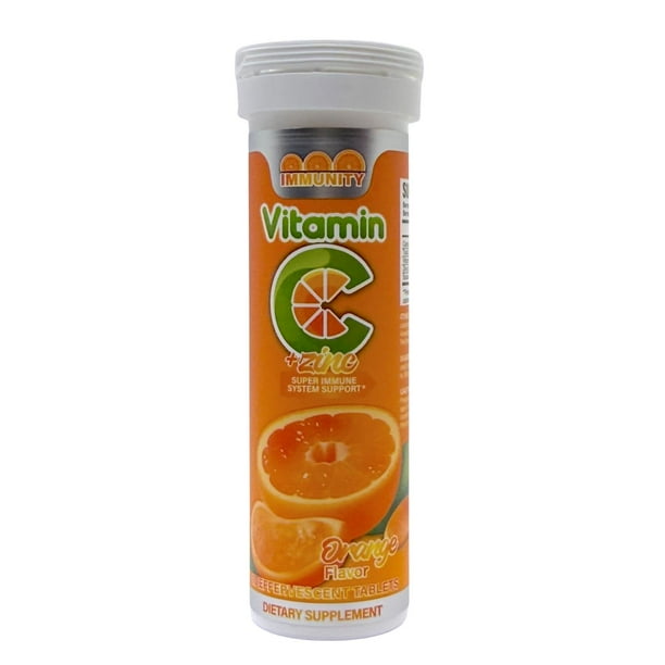 Vitamina C Efervescente 10 tabletas + Zinc Immunity naranja