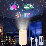 IMAGE Flameless LED Candle Light Projector with 6 Holiday Slides, Remote Control & Timer