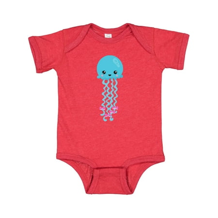 

Inktastic Blue Jellyfish Cute Jellyfish With Pink Ribbons Gift Baby Girl Bodysuit