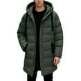 thumbnail image 4 of Men's Mid Length Down Jacket Long Hooded Padded Puffer Jacket Color: Army Green Size: L, 4 of 9