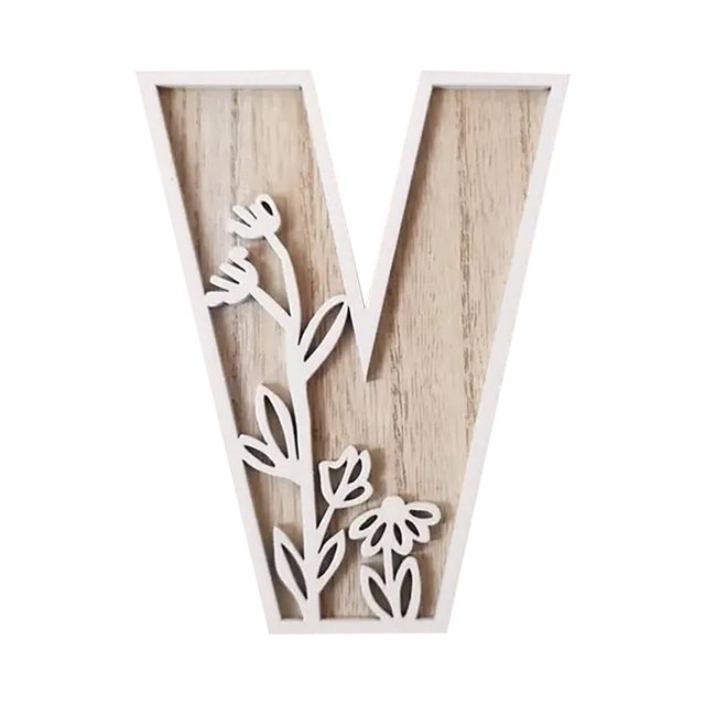 Layered 5 Inch Large Wooden Letters for Wall Decor, Flowered Paintable Wooden Nursery Letters for Crafts Wood Alphabet Letter A-Z for Birthday Boho Nursery Name Sign Wedding Home Decoration