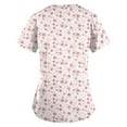 thumbnail image 5 of LHVUOA Scrub Tops for Women Casual Floral Printed Short Sleeved Diagonal Collar Shirts Comfy Working Uniforms with Pockets, 5 of 5