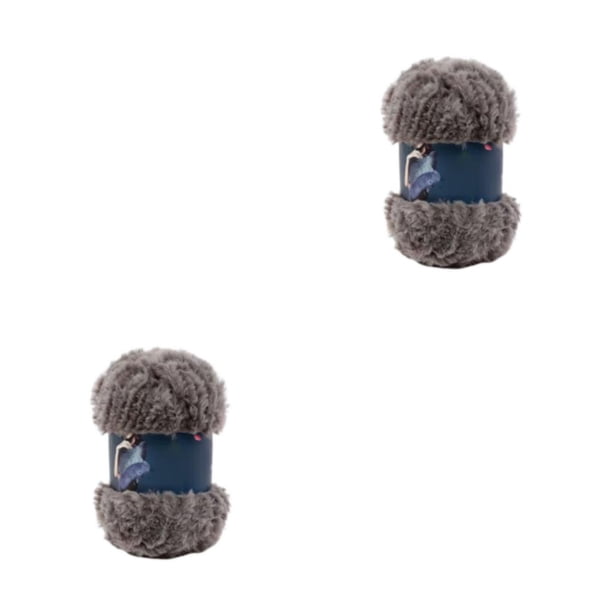 Yuarrent Hilo de punto, suministros de costura de bolas de piel, herramienta de costura de Cachemira suave, suéter de ganchillo, sombrero de Gris claro 2piezas
