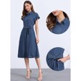 thumbnail image 2 of DARING DIVA Denim Shirt Button Down Short Sleeves  Dress S Dark Blue, 2 of 7