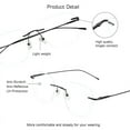 thumbnail image 2 of VisionGlobal Pure Titanium Frame for men/women Blue Light Blocking,Hand-set Diamond Fashion Glasses (Black Clear, 2.00 Magnification), 2 of 5
