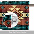 thumbnail image 6 of Green Brown Pattern Valance Curtain Retro Bohemian Square Abstract Geometric Window Valances Rod Pocket Short Curtains Window Treatments for Kitchen Bedroom Bathroom Laundry 60" x 14", 6 of 9