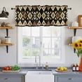 thumbnail image 2 of 2 Pack Brown Geometric Valance for Window Vintage National Style Kitchen Valance Rod Pocket Short Curtain Topper Decorative Window Treatment for Living Room Bedroom 54"x18", 2 of 8
