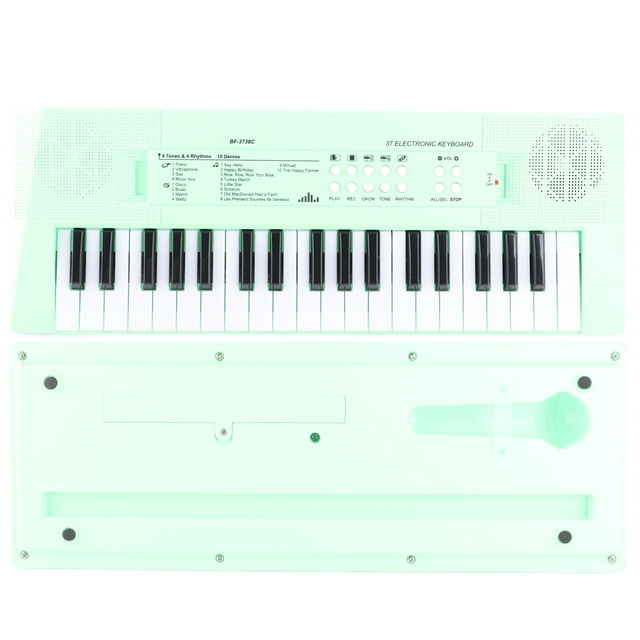 Musical Keyboard Electric Piano with 37 Keys, Safe Materials, Recording Function, Portable, for Beginners Education Instrument with 2 Tones, 16 Songs, 4 Rhythms, Mic, Black