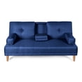 thumbnail image 2 of Sofá Cama De Lino Azul Makora Modelo Coffey Con Portavasos, 2 of 9