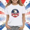 thumbnail image 2 of Girls American Flag Eagle Graphic T-Shirt Kids 4th of July Patriotic Independence Day Short Sleeve Crew Neck Tee White,Size 13-14 T, 2 of 5