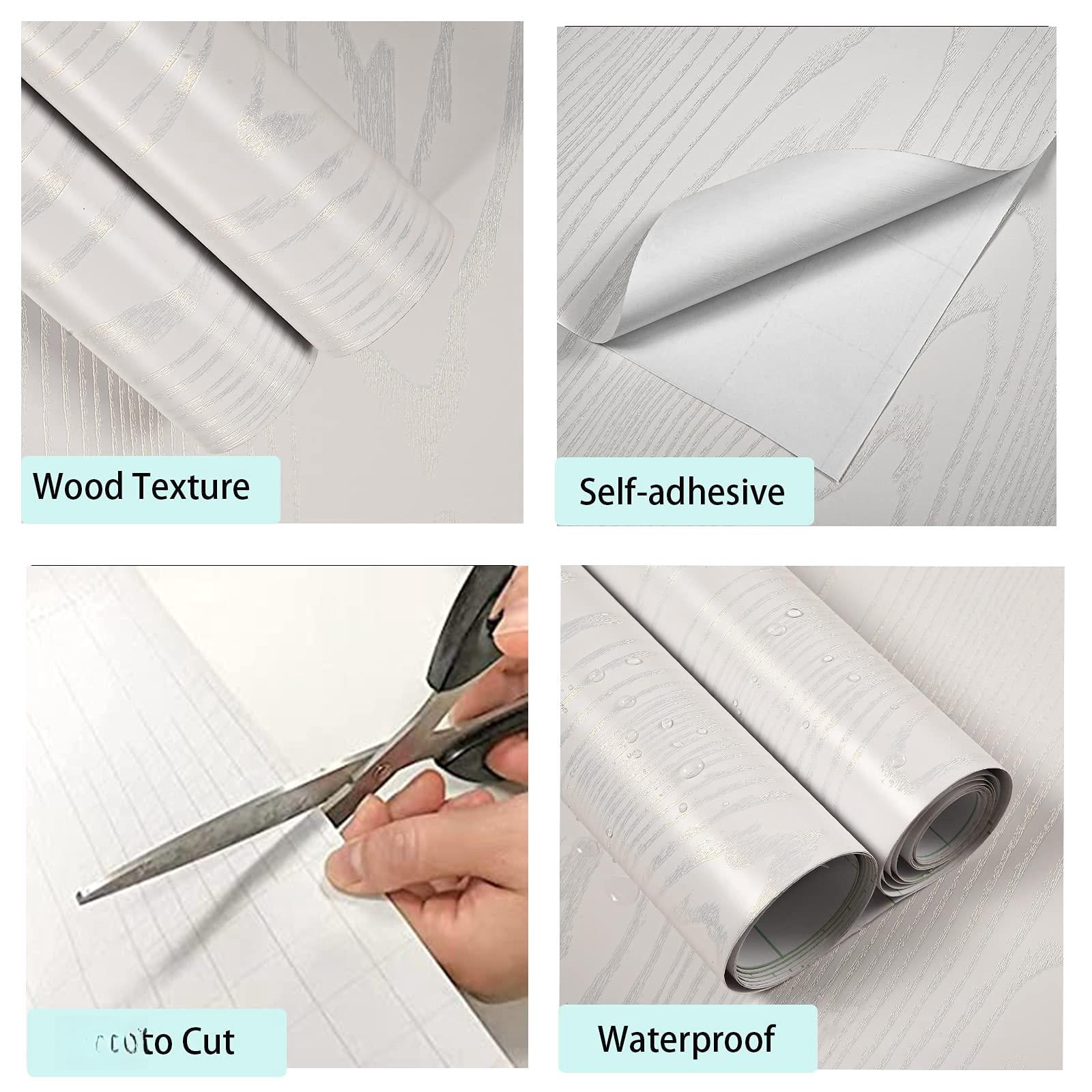 White Wood Grain Contact Paper 24 X 196 In  Self-adhesive Wallpaper Peel And Stick Removable Decorative Wall Covering Vinyl Film For Shelf Liner Furniture Kitchen Cabinet Countertop Drawer