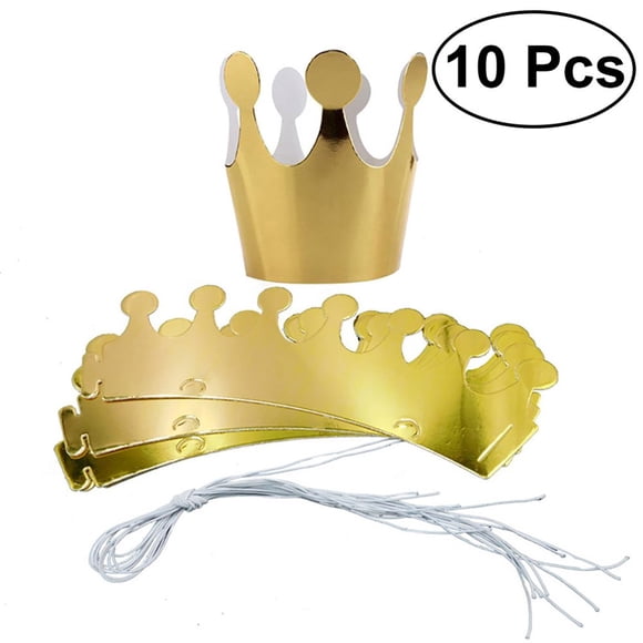 LEEYNEER 10 Pcs Couronne en Papier pour Fête d'Anniversaire Enfants Décoration de Fête d'Anniversaire (Or)