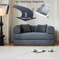 thumbnail image 4 of 59" Convertible Sleeper Sofa Bed with Pillow, Corduroy Folding Mattress Couch, Floor Sofa Lounge with Fixed-Shape Frame for Living Room Apartment, Gray, 4 of 8