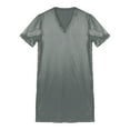 thumbnail image 6 of iiniim Men's Nightshirt Satin Nightwear Comfy V Neck Short Sleeve Soft Loose Pajama Sleep Shirt, 6 of 7