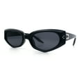 thumbnail image 4 of Womens Luxe Mod Fashion Cat Eye Beveled Thick Plastic Sunglasses All Black, 4 of 8