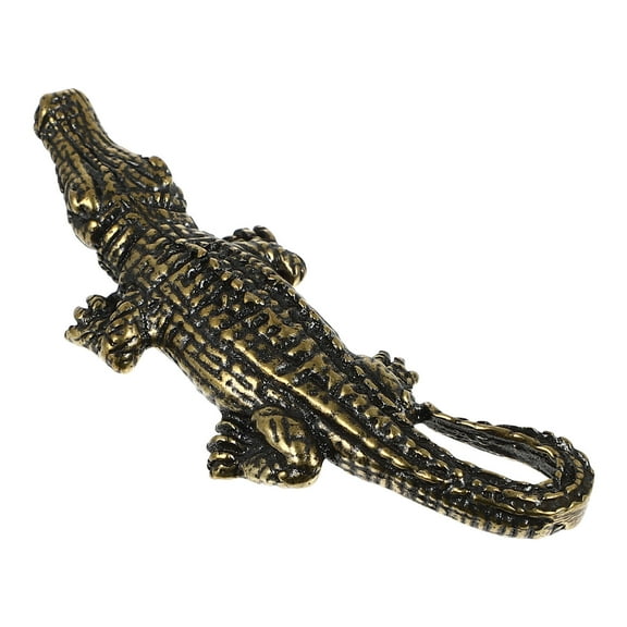 LEORX Creative Brass Alligator Ornament for Home Office Decoration Multi Color Mini Desktop Sculpture 3.5 inches