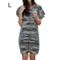 thumbnail image 1 of Vestido de mujer Camiseta larga con estampado de camuflaje Vestido suelto de manga corta, Verde militar, L kenally AP002154-43, 1 of 6