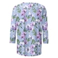 thumbnail image 3 of Cilsoka Fashion Tops Work, 3/4 Length Sleeve Womens Tops Crew Neck Vintage Floral Print Shirts Casual Loose Fit Basic Tunic Blouses, Graphic Trendy Tees, 3 of 5