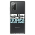 thumbnail image 1 of DistinctInk Clear Shockproof Hybrid Case for Samsung Galaxy Note 20 (6.7" Screen) - TPU Bumper Acrylic Back Tempered Glass Screen Protector - Men Have Feelings Too - Hunger, 1 of 3