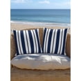 thumbnail image 5 of Outdoor Pillows Waterproof, Navy Blue Striped Throw Pillows with Inserts Included, Modern Art Farmhouse Stripes Indoor Outdoor Decorative Lumbar Pillow for Bed/Couch/Patio 16"x16", 2Pcs, 5 of 8