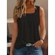 thumbnail image 2 of Camiseta elegante plisada para mujer, ropa holgada informal con cuello cuadrado, sin mangas, negra, 2024, 2 of 5