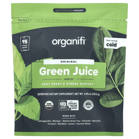 Organifi Original Green Juice, 15 Travel Packets, 4.95 oz (139.5 g)