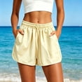 thumbnail image 2 of Qgtaibl Womens Plus Size Athletic Shorts Elastic Waist Drawstring Running Shorts with Pockets Summer Lightweight Loose Fit Workout Shorts for Gym Yoga Yellow XXXXL, 2 of 5