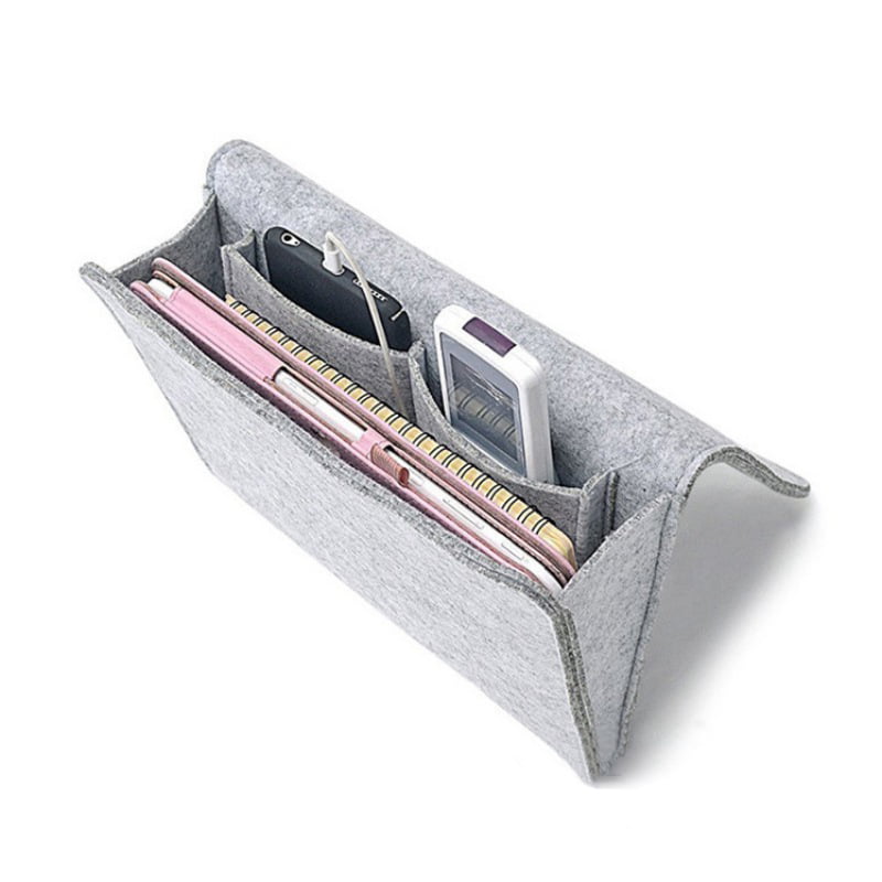 Light Grey N-A Bedside Storage Pocket Organizer Bag Phone Remote Holder for Storage of Home Book Magazine 
