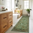 thumbnail image 2 of Tzou Floral Washable Runner Rugs for Living Room, 2x6ft Vintage Non-Slip Boho Carpet, Soft Stain-Resistant Indoor Rug for Bedroom, Office(Light Green), 2 of 9