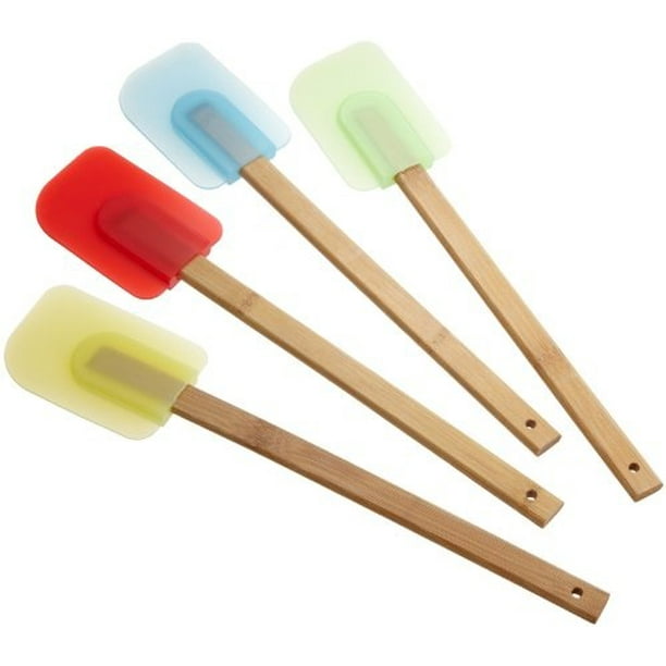 good cook set of 4 silicone spatulas with bamboo handles