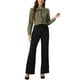 thumbnail image 2 of Blusa de trabajo de manga larga con botones y cuello atado para mujer INSPIRE CHIC, talla XS, color verde marino, 2 of 6