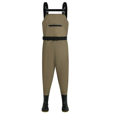 Chest Waders Fishing Waders for Men Women Waterproof Hunting Chest Wader with Bootfoot Belt Breathable Lightweight Beige