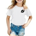 thumbnail image 2 of Gubotare Girls Tops Short Sleeve Girls T Shirt Graphic Casual Fashion Tee Shirts T Shirt (WH1,7-8 Years), 2 of 3