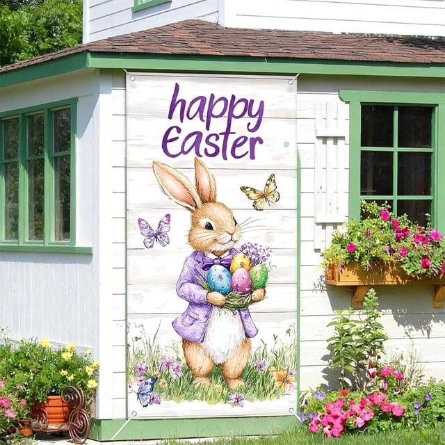 Yusimy 35.4×70.8 Inch Easter Door Cover and Curtain Easter Wall Decor