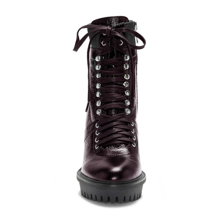Dark red combat boots top