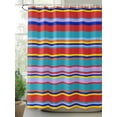 thumbnail image 2 of Fsddascl Red Blue Stripe Shower Curtain Set - Small 36" x 72" Washable Bathtub Curtain with 12 Hooks, Farmhouse Abstract Colorful Striped Waterproof Fabric Stall Shower Curtains for Bathroom/Bathtub, 2 of 6